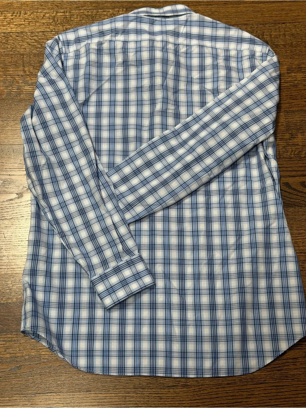 Banana Republic Non-Iron Slim Fit Blue Plaid Dress Shirt Large